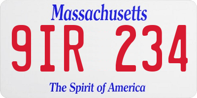 MA license plate 9IR234