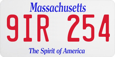 MA license plate 9IR254
