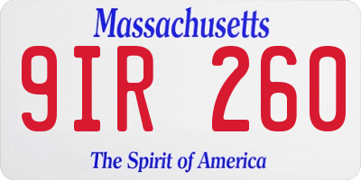 MA license plate 9IR260