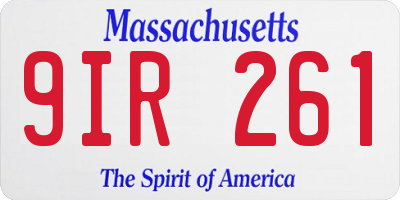 MA license plate 9IR261