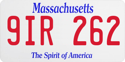 MA license plate 9IR262