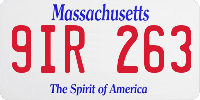 MA license plate 9IR263
