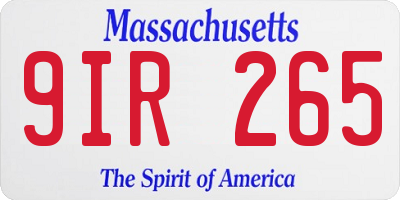 MA license plate 9IR265