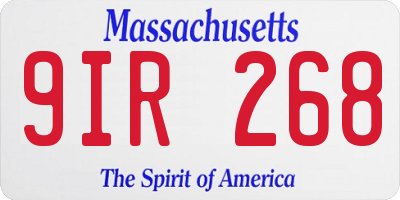 MA license plate 9IR268