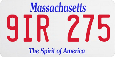 MA license plate 9IR275