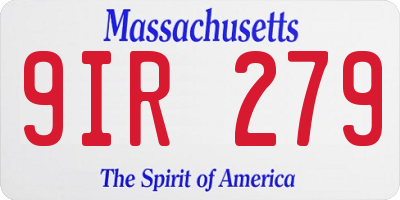 MA license plate 9IR279