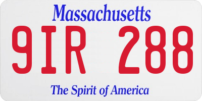 MA license plate 9IR288