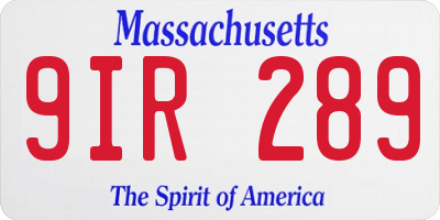 MA license plate 9IR289