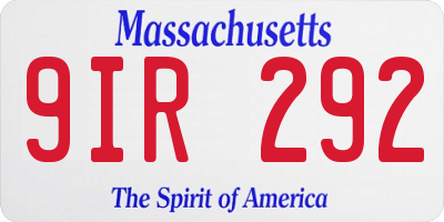 MA license plate 9IR292