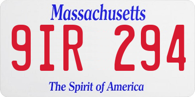 MA license plate 9IR294