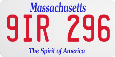 MA license plate 9IR296