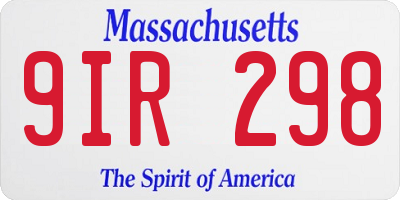 MA license plate 9IR298