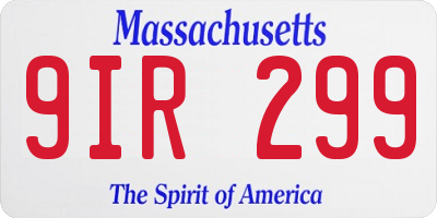 MA license plate 9IR299