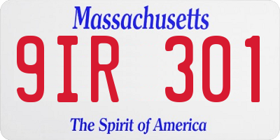 MA license plate 9IR301