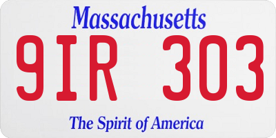 MA license plate 9IR303