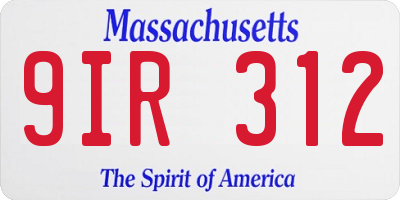 MA license plate 9IR312