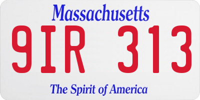 MA license plate 9IR313
