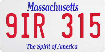 MA license plate 9IR315