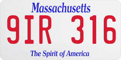 MA license plate 9IR316