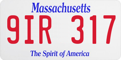 MA license plate 9IR317