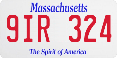 MA license plate 9IR324