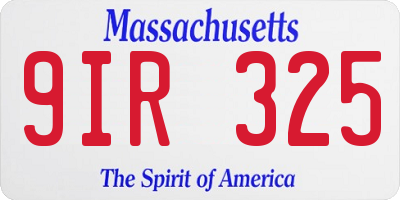 MA license plate 9IR325