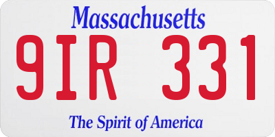 MA license plate 9IR331