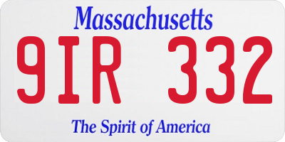 MA license plate 9IR332