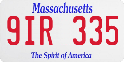 MA license plate 9IR335
