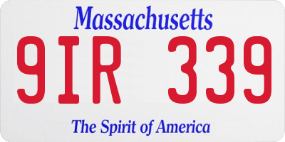 MA license plate 9IR339