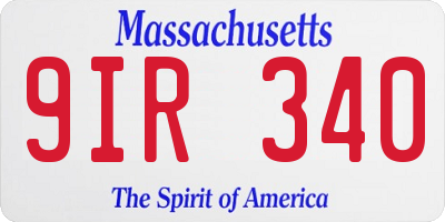 MA license plate 9IR340