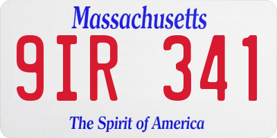 MA license plate 9IR341