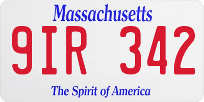 MA license plate 9IR342