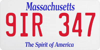 MA license plate 9IR347