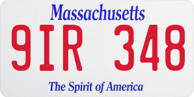 MA license plate 9IR348