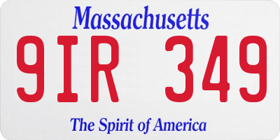 MA license plate 9IR349