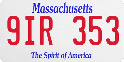 MA license plate 9IR353