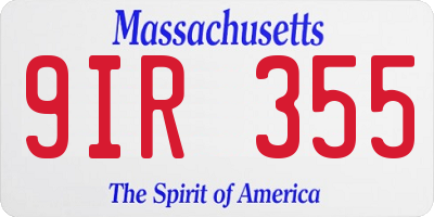 MA license plate 9IR355