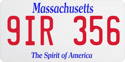MA license plate 9IR356