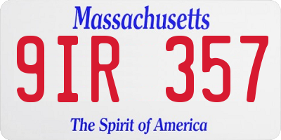 MA license plate 9IR357