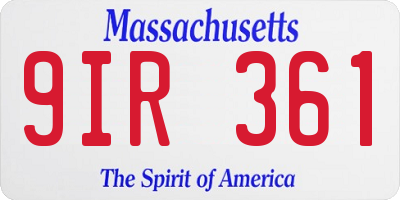 MA license plate 9IR361