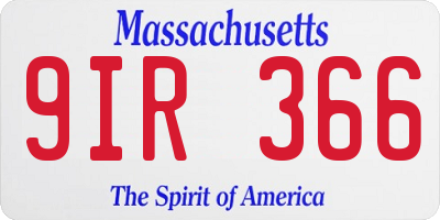 MA license plate 9IR366