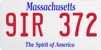MA license plate 9IR372