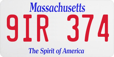 MA license plate 9IR374