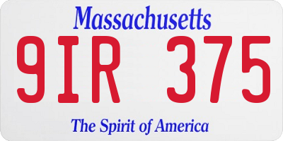 MA license plate 9IR375
