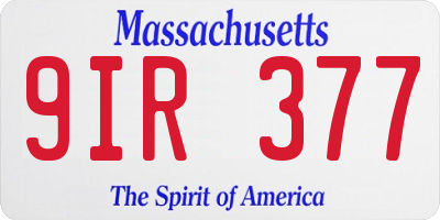 MA license plate 9IR377