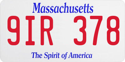 MA license plate 9IR378
