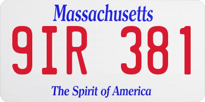 MA license plate 9IR381