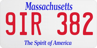 MA license plate 9IR382