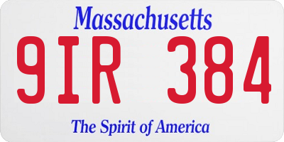 MA license plate 9IR384
